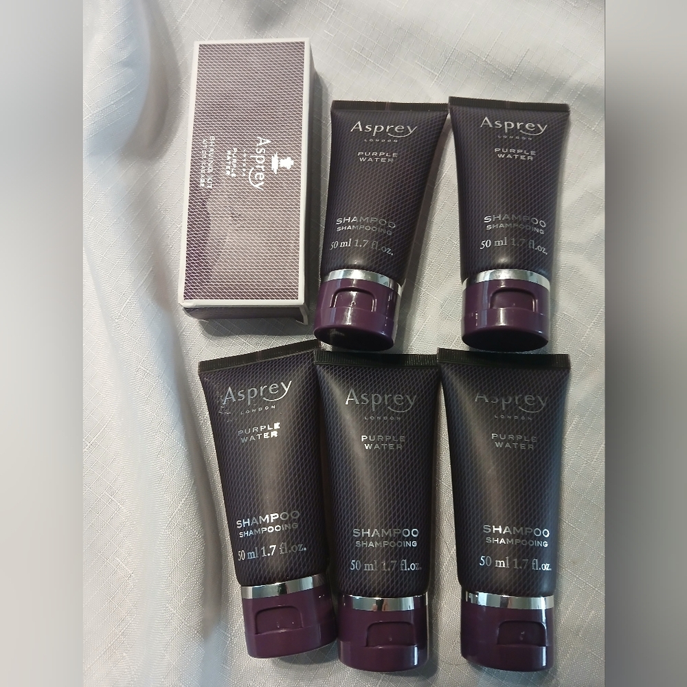 4 New Asprey Purple Water Trial Size 1.7 Floz 50 Ml& 2 35 Ml Shampoo PLEASE READ